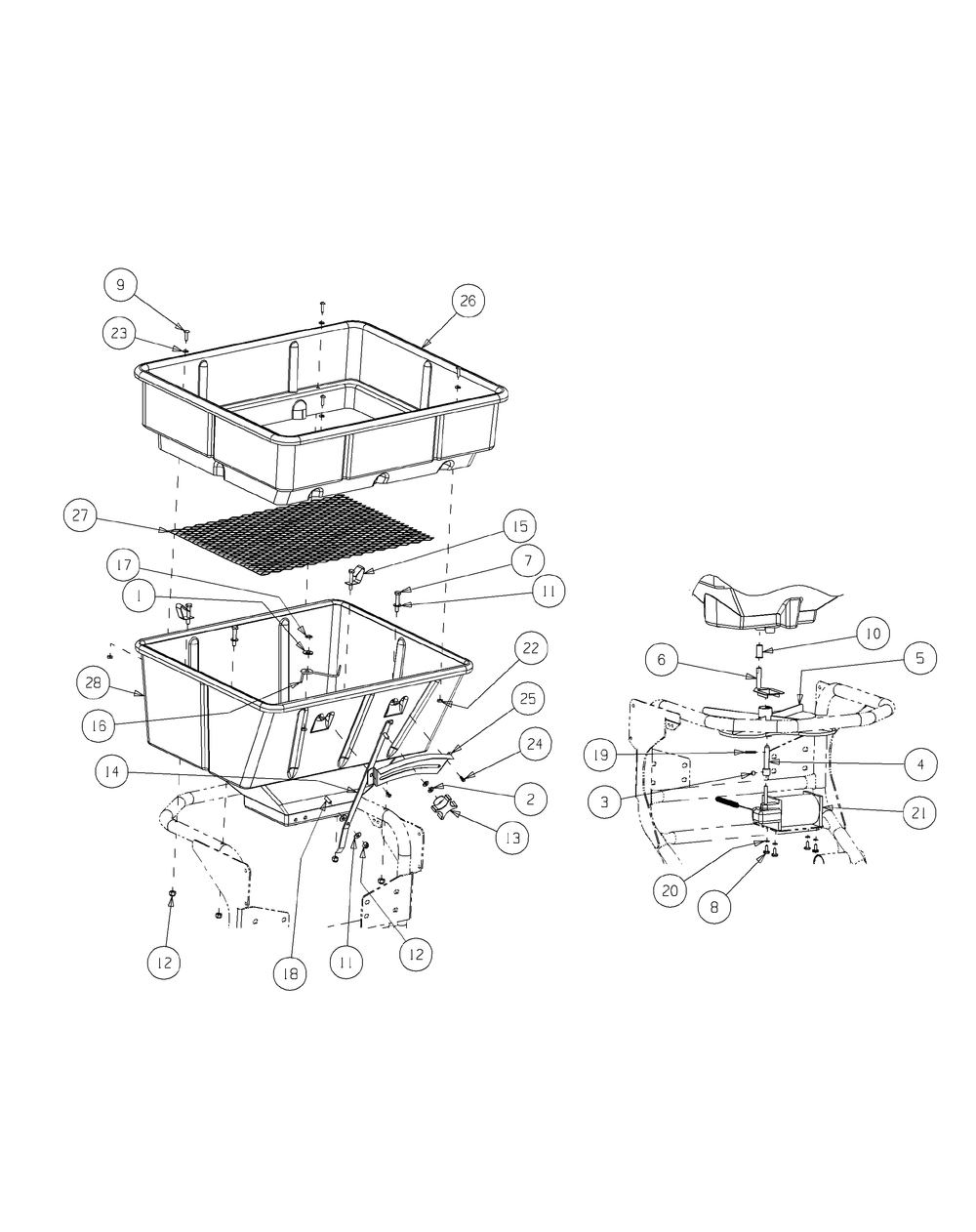 Hopper Assembly Diagram and Parts List for 56A34DT2 750-XP Cub Cadet Lawn Mower